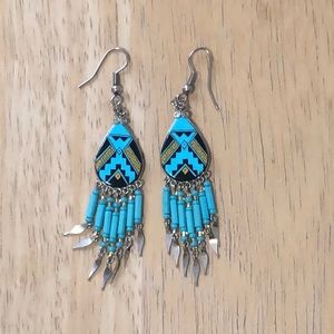 Handmade Turquoise Aztec Earrings